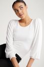 Puffy sleeve top with ruched body - White