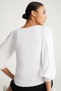 Puffy sleeve top with ruched body - White