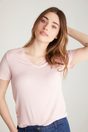 Shimmery V neck t-shirt - Off-white;Black;Light Pink