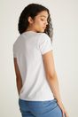Regular fit t-shirt with flower print & sequins - White