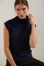 Loose top with slits - Off-white;Navy;Dark Brown
