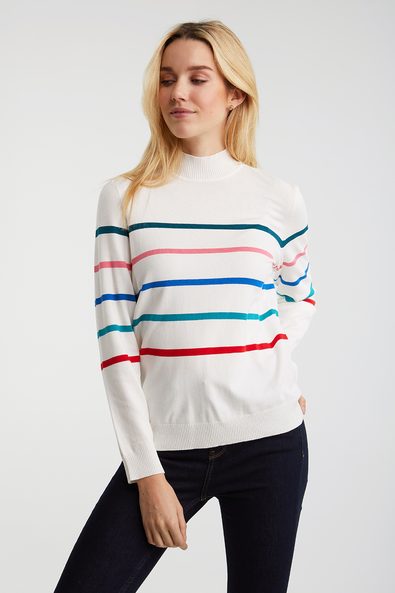 Striped mock neck sweater