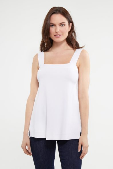 Wide strap top with back slit