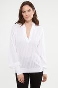 Pointelle sweater with puffy sleeves