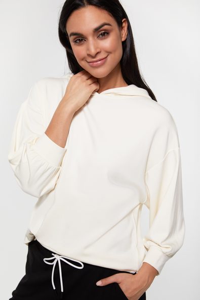Cropped sweatshirt with puffy sleeve