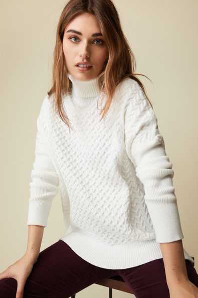 Turtleneck cable-knit sweater