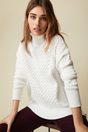 Turtleneck cable-knit sweater - Off-white;Light Grey;Multi Black
