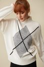 Argyle cropped sweater - Off-white