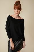 Off shoulder sweater with beading