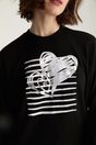 Oversized crew neck sweatshirt with heart print - Black