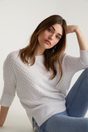 Fancy stitch sweater with open - White;Medium Khaki