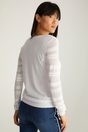 Sweater with pointelle sleeves - White;Black