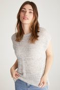 Tape yarn sleeveless sweater with slits