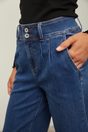 Wide leg crop pant with pleats - Medium Blue