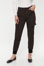 High waist cargo pant with ribbed cuff - Dark Brown
