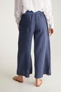 Wide leg linen pant - Medium Blue;Medium Khaki