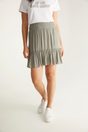 Fluid skirt with ruching & frill - Navy;Medium Khaki