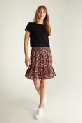 Fluid floral printed skirt with frill