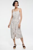 Plaid linen dress with patch pockets