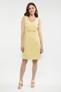 V neck dress with bow - Light Yellow