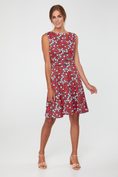 Floral print dress with piping at waist