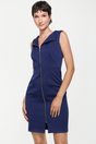 Fitted dress with front zipper - Dark Blue