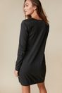 V neck knitted dress with pleats - Dark Heather Grey;Dark Khaki