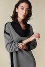 Jacquard knit dress with contrast detail - Multi Black