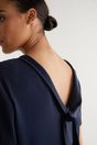 Dress with shawl collar tied at back - Navy