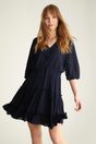 Dolman dress with elastic wais - Navy;Bright Pink