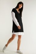 2-in-1 knitted dress with puffy sleeve