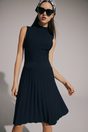 Fit & flare knit dress with open back - Navy