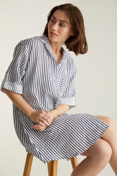 Striped linen shirt dress