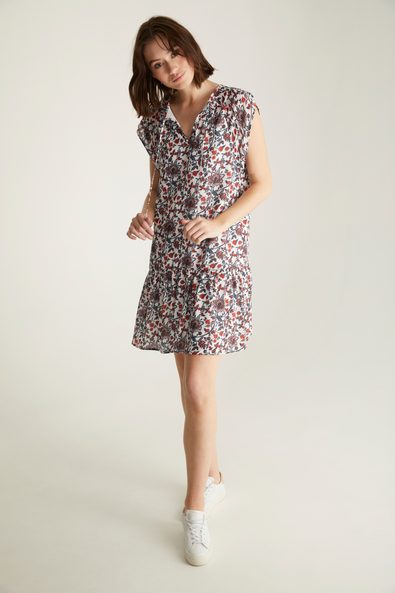 Printed loose dress with frill