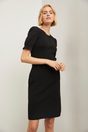 knit dress with embroidered sleeve - Black