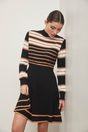 Stripped fit & flare knitted dress - Multi Black