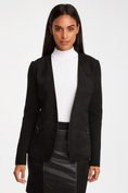 Vegan suede blazer with knitted sleeves