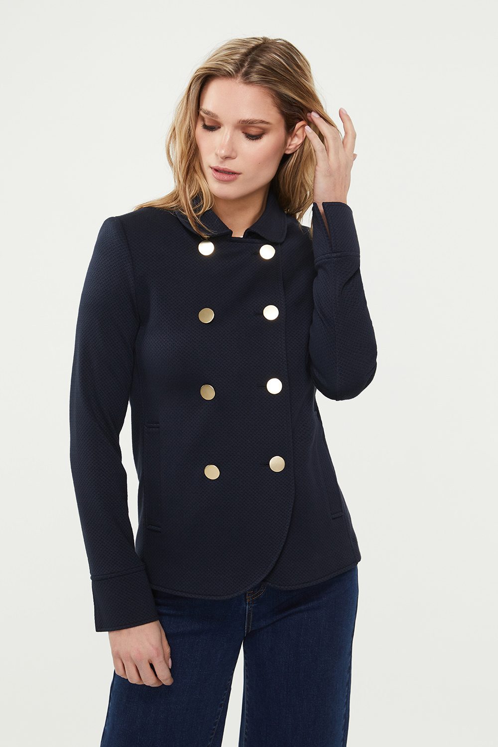 stretch peacoat