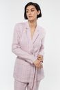 Double-breasted linen plaid ja - Multi Pink