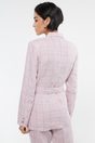Double-breasted linen plaid ja - Multi Pink