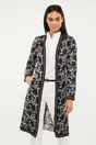 Long jacquard jacket with ribbon detail - Multi Black