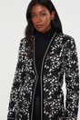 Long jacquard jacket with ribbon detail - Multi Black
