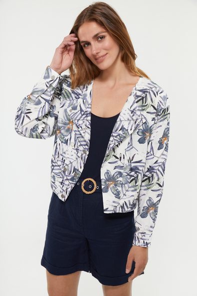 Casual tropical print jacket