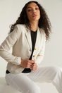 Casual linen blazer with patch - White;Beige;Navy