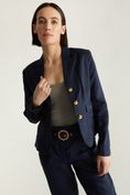 Casual linen blazer with patch