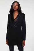 Mixted fabric jacket with pleated bottom