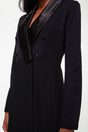 Mixted fabric jacket with pleated bottom - Black