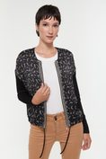 Printed bomber jacket with jersey sleeves