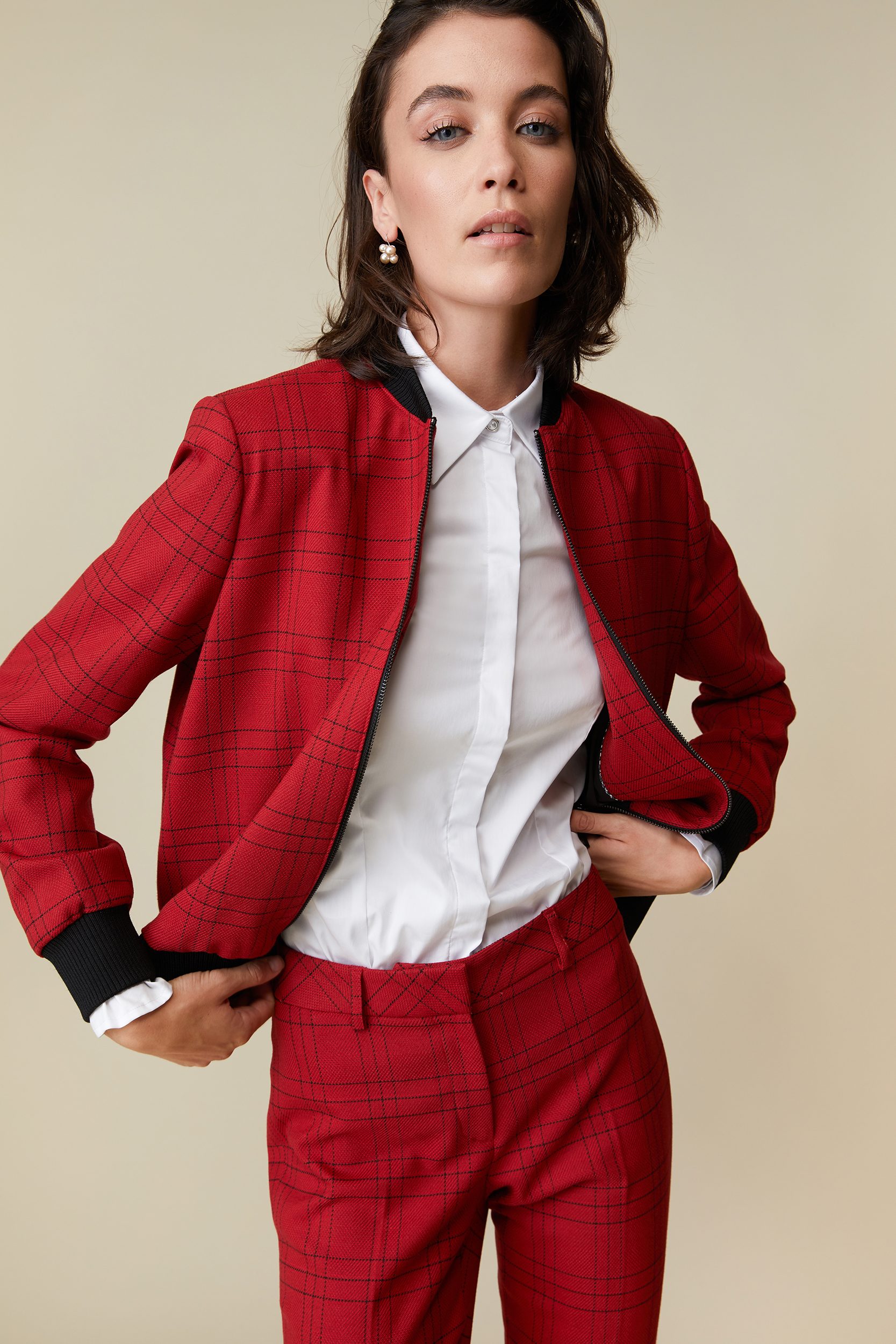 plaid bomber jacket womens