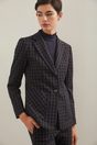 Windowpane fitted blazer with applied pockets - Multi Blue